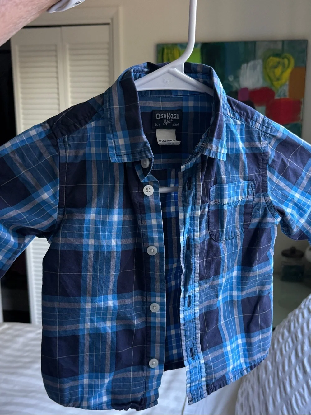 Classic OshKosh B'gosh Long-Sleeve Plaid Button-Down Shirt Sz 18 Months